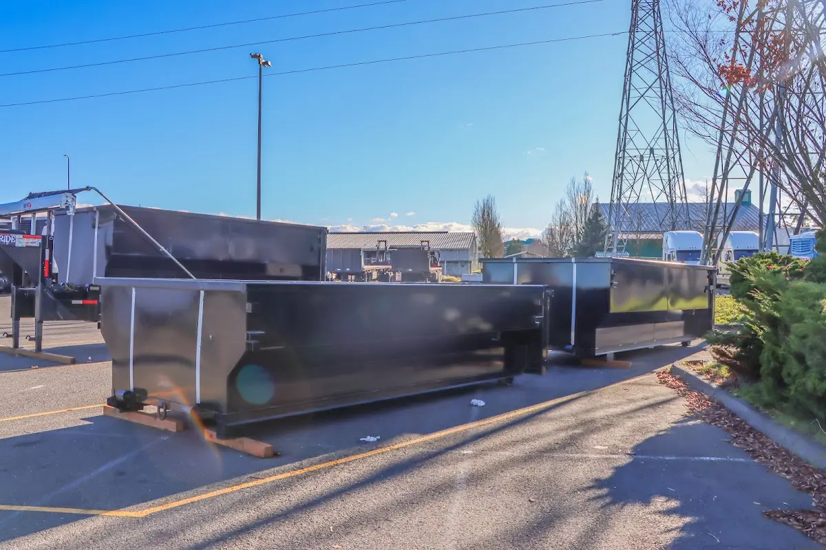Roll-off dumpster ready for waste disposal at job site for Construction Dumpster Rental in Dahlonega
